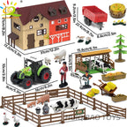 HUIQIBAO Simulation Farm Animals Barn Model Assembly Farmhouse Fence Poultry Cow Craft Play House Toys for Children Holiday Gift