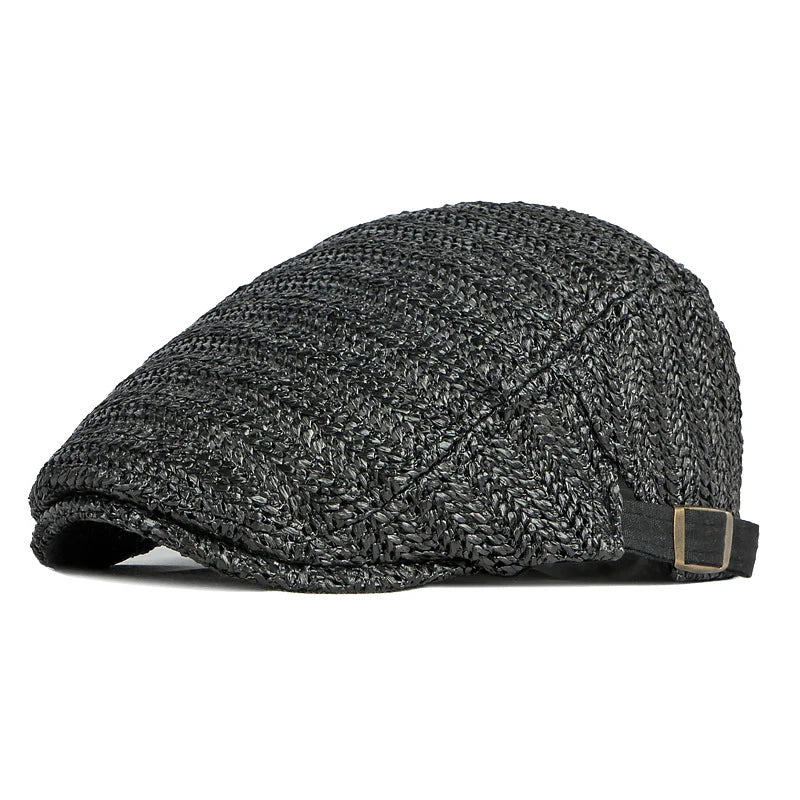 Summer Beret Hat Men Full Mesh Herringbone Cap Breathable Peaked Ivy Cap For Women Daily Wear Sunshade Cabbie Hat Visor