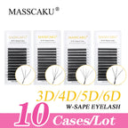 MASSCAKU W Shape Bloom Eyelash Extensions 0.07mm C/D Curl 8-15mm Mix Length 10 Case