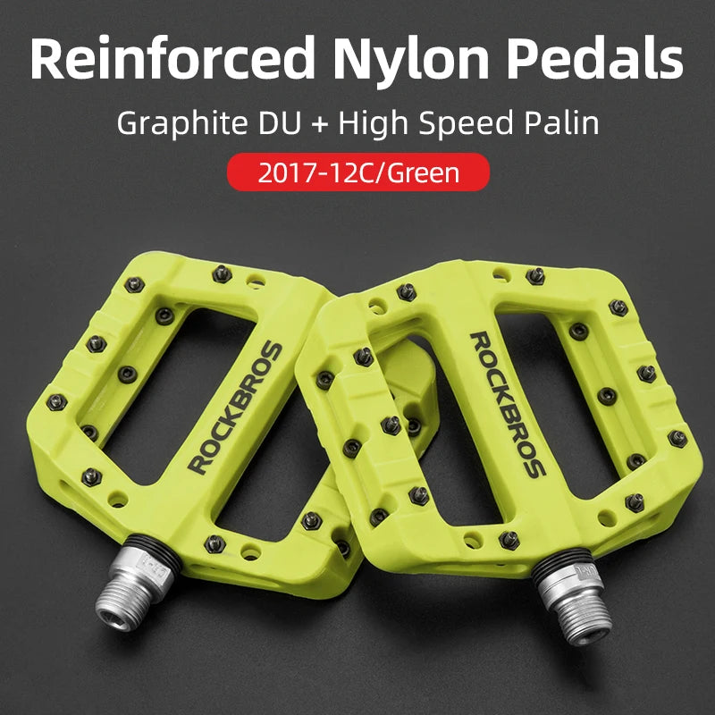 ROCKBROS Bicycle Pedals Ultralight Sealed Bearings Nylon Bike Pedals Anti-Slip MTB Road Flat Platform Cycling Pedal Accessories