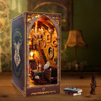 DIY Wooden Magic Academy Book Nook Figurines Miniatures Bookend Handmade Bookshelf for Friends Birthday Gifts Home Decor Crafts