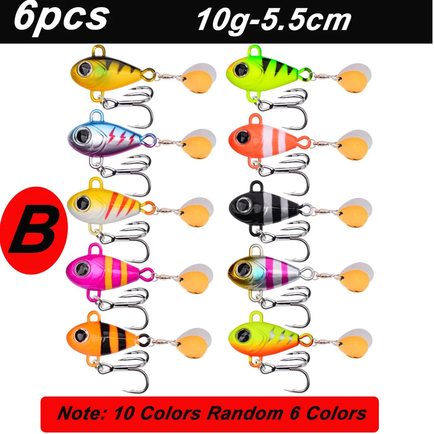 5/6pcs Mini VIB With Spoon Fishing Lures 6g 10g 17g 25g 2cm Lure Fishing Tackle Pin Crankbait Vibration Spinner Sinking Bait