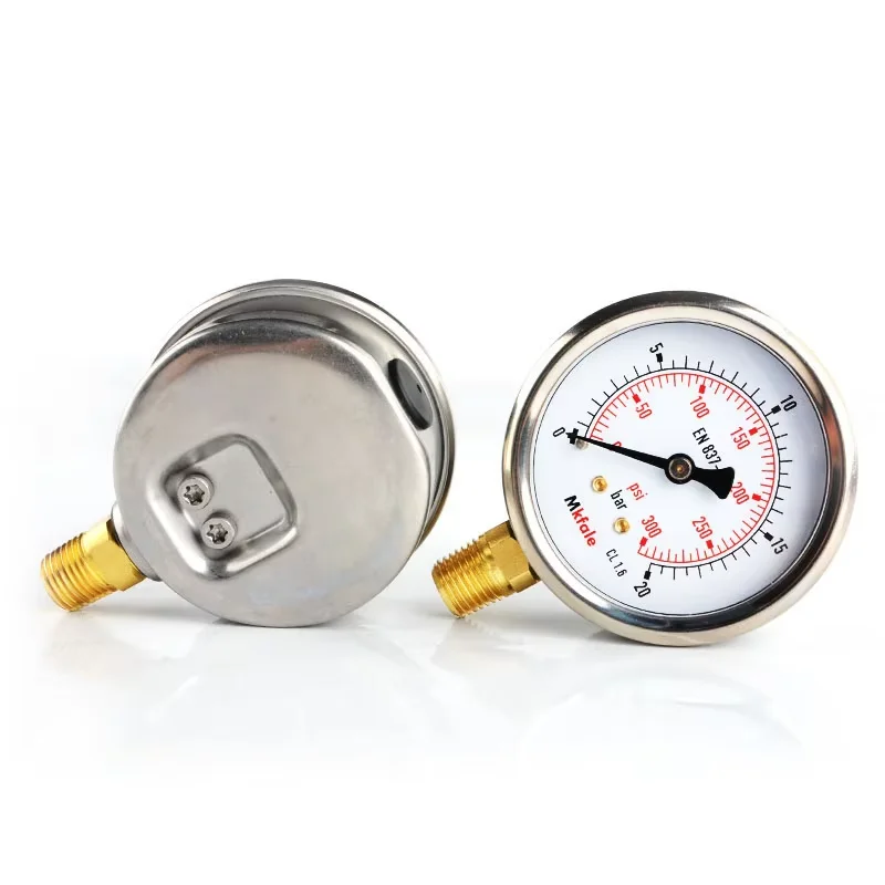 NBSANMINSE Hydraulic High Pressure Oil Gauge SM1SP63L 63mm 2.5inch 1/4 NPT Liquid Manometer Instruments Stainless Steel Gauge