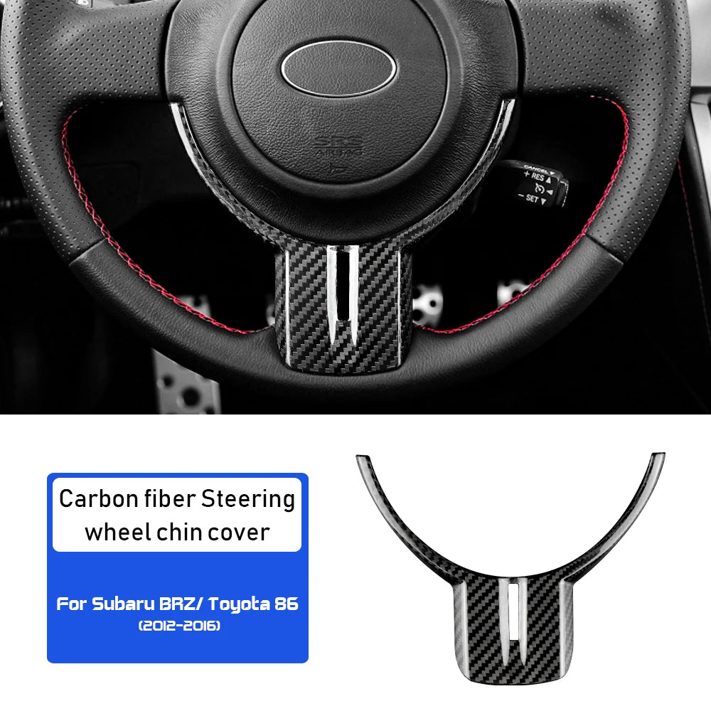 Real Carbon Fiber Cover For Subaru BRZ Toyota 86 2012 2013 2014 2015 2016 Interior Trim Car Steering Wheel Cover Sticker