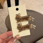 2pcs Kawaii Bunny Hair Clips Sets Korean Fashion Harajuku Vintage Hairclip Coquette Aesthetic Hair Accessories Girls