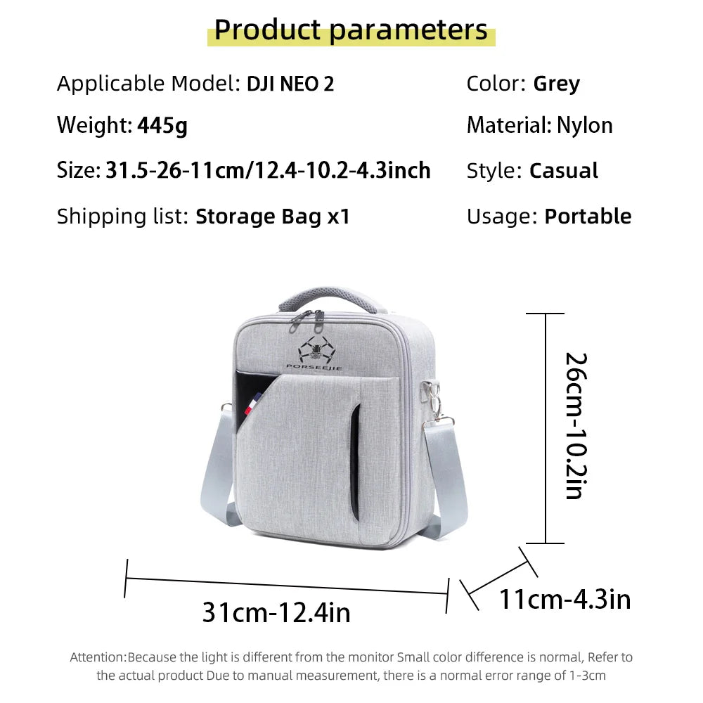 Portable Shoulder Bag Protective Backpack Travel Carrying Case Storage Bag for DJI NEO 2 Drone & Remote & Battery Accessories