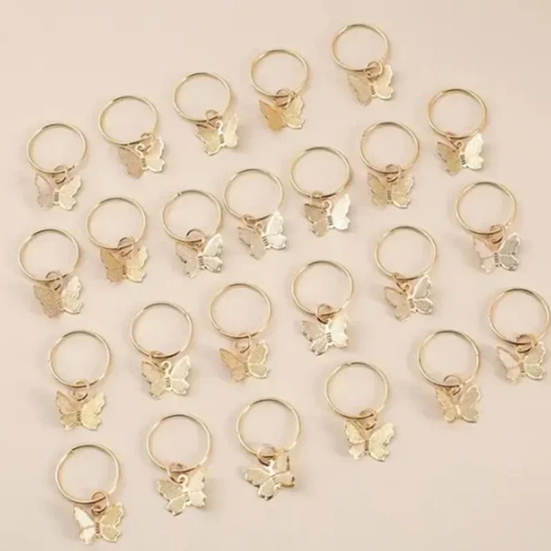 5-20pcs Wig Dreadlocks Hair Accessories Buckle Butterfly Open Hair Ring Clip Vintage Hollow Braid DIY Accessory Pendant