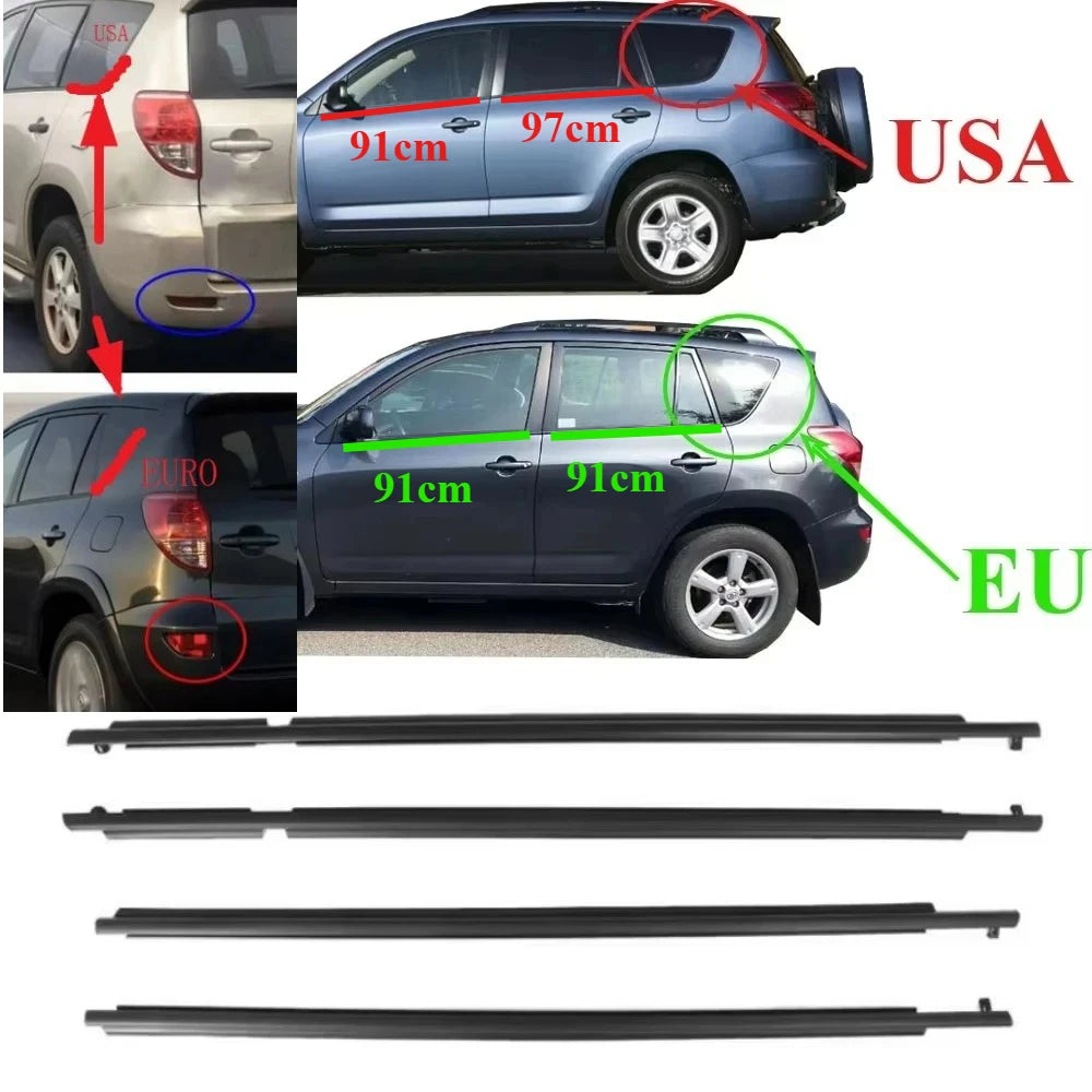 4 Pcs USA or EU Windows Rubber Outside for Toyota RAV4 2009-2012 75720-0R020 Glass Protector Weather Strip for RAV-4 Glass XA30