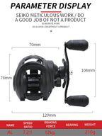 Max Drag 12kg Left/Right hand Baitcasting Reel High Speed 7.2:1 Gear Ratio Fresh Saltwater Magnetic Brake System Ultralight Reel