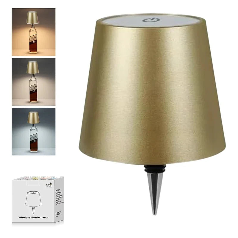USB Charge Bottle Table Lamp Touch Control 3 Colors and Stepless Dimming Night Lamp For Restaurant Bar Wine Bottles Desk Lights