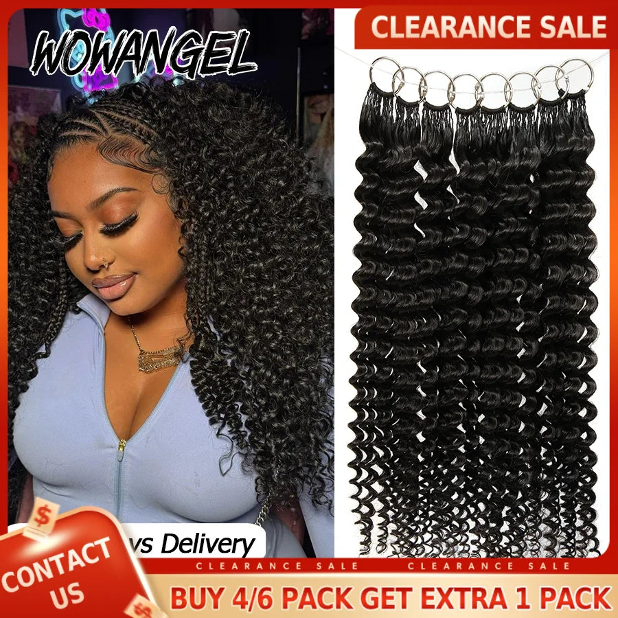 Deep Wave Crochet Human Hair Extensions for Braiding, Pre-Separated Knotless, 14-24in, 1-6 Pack