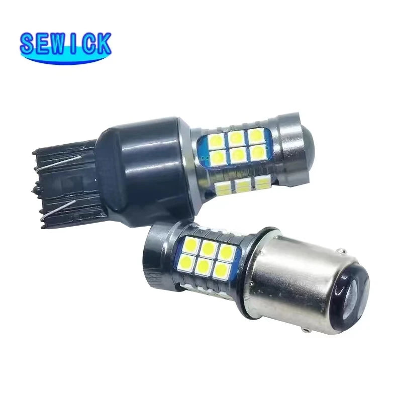 20Pcs Canbus Led T15 Ba15s 1156 3030 27SMD P21w Auto LED Bulb Reverse Brake light White Yellow Red 12v