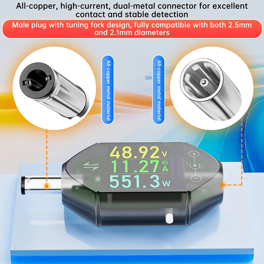 DC 5.5x2.5mm Voltage Current Power Meter Tester, 4.5-50V 0-12A Digital Voltmeter Ammeter