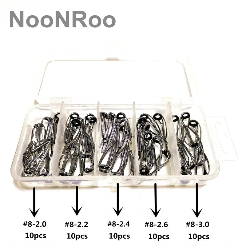 NooNRoo MN Tip Top 50PCS  5 Size in 1 Box   Fishing Rod Repair Guides Rod Building Accessory 50 Pcs /Box