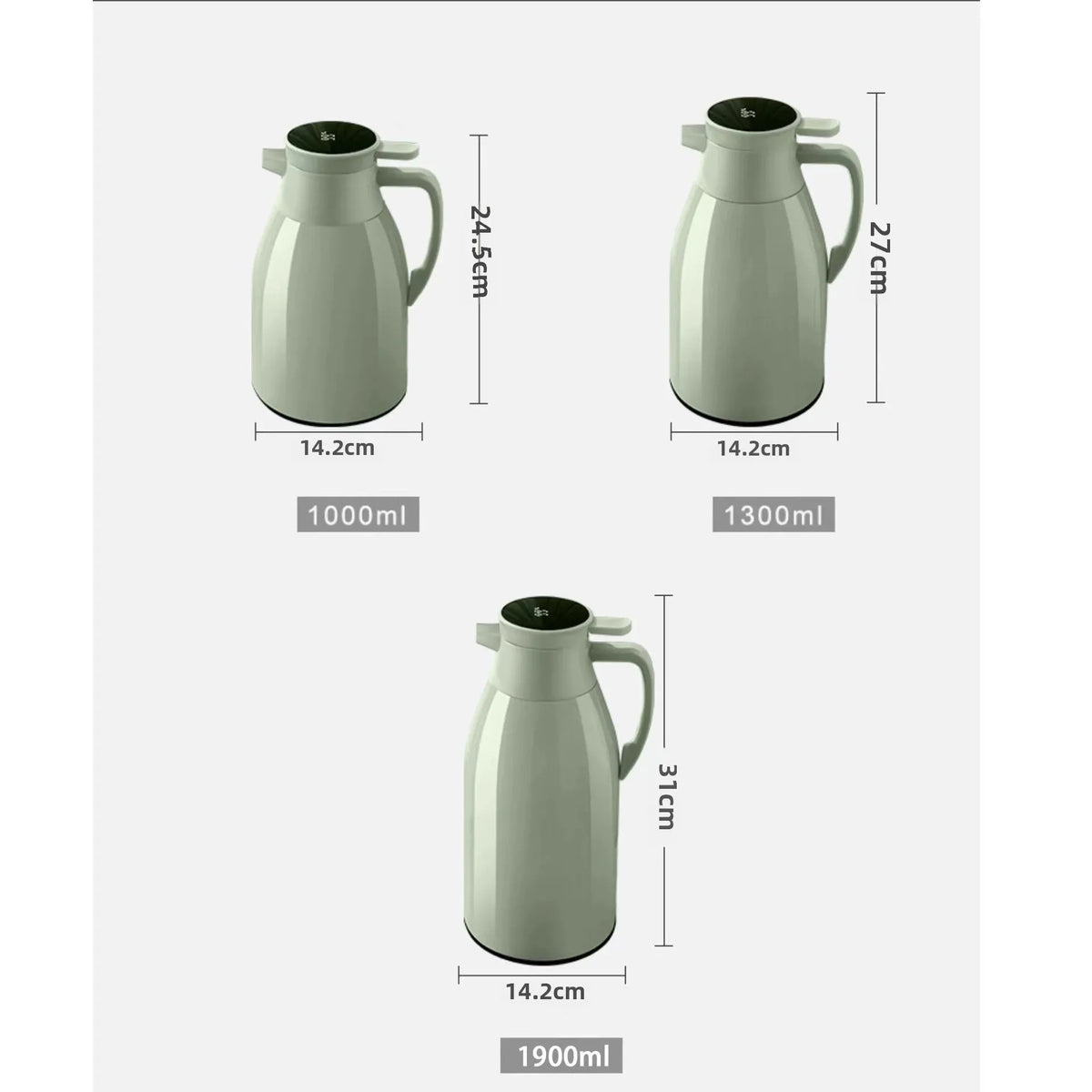 Kitchen Thermal Kettle Household Digital Display Coffee,1/1.3/2L Thermos Glass Liner Vacuum Flasks Large Capacity Water Bottle