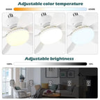 30W/40W Ceiling Fan with Remote Control LED Light Fan E27 Base, Intelligent Silent Ceiling Fan for Bedroom and Living Room
