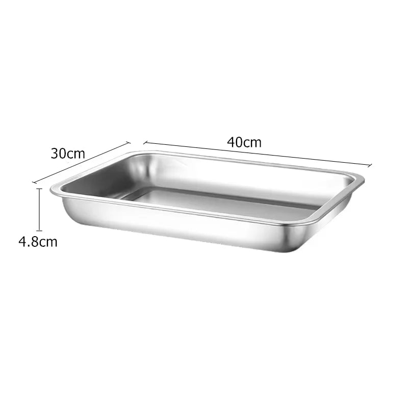 Stainless Steel Barbecue Tea Storage Serving Trays Rectangle Steamed Rice Sausage Plate Grill Meat Restaurant Metal Utensils