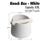 White Coffee Knock Box with Rubber Knock Bar 800ML Black Espresso Grounds Container Anti Slip Coffee Grind Waste Dump Bin