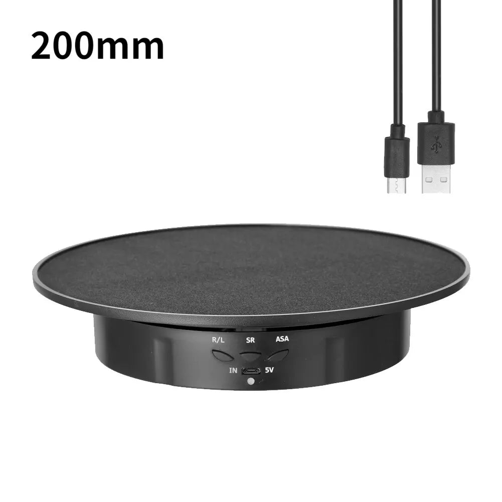 3 Speeds Electric Rotating Display Stand Mirror 360 Degree Turntable Jewelry Holder Battery/USB Power for Photography Shooting