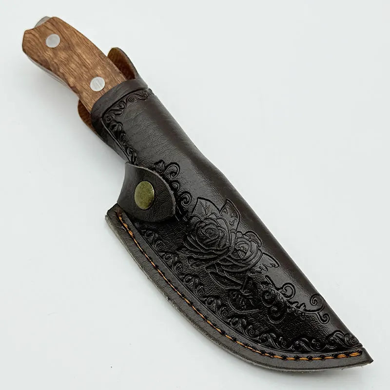 Hand Forged Kitchen Boning Knife Stainless Steel Meat Cleaver Butcher Knife with Leather Sheath for Camping Hunting Cooking