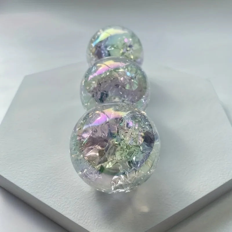 Aura Fire and Ice Rainbow crystal ball,Aura Ice crack rainbow crystal ball,Crystal Heal,Reiki Heal,Crystal,Home Decoration