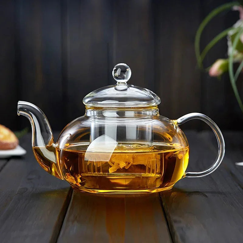 400ml/1000ml Filterable Heat-resistant Thickened Glass Teapot High Borosilicate Glass Flower Tea Pot Heatable Glass Tea Set