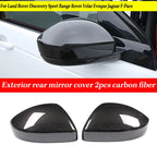 2Pcs Car Look Carbon Fiber Rearview Rear View Mirror Cover For Land Rover Discovery Sport Range Rover Velar Evoque Jaguar F-Pace