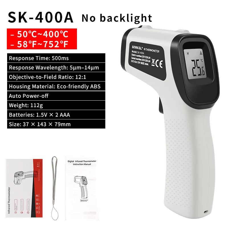 SNAKOL Infrared Non-Contact Thermometer Handheld Temperature Gun SK-400A/SK-400B/SK-550B