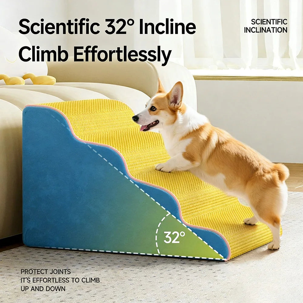 3/4/5 Step Dog Cat Ramp Ladder Pet Stair Memory Foam Sponge Dogs Sofa Removable Washable Training Pet Ramp Stairs Pet Supplies