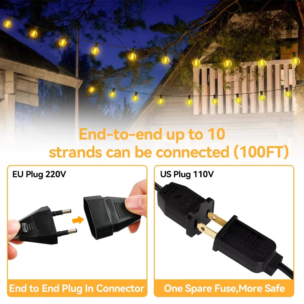 Outdoor Garland Light String 8M 24M 30M 36M Globe Bulb Fairy String Light for Holiday Wedding Garden Christmas Decotive Lamp
