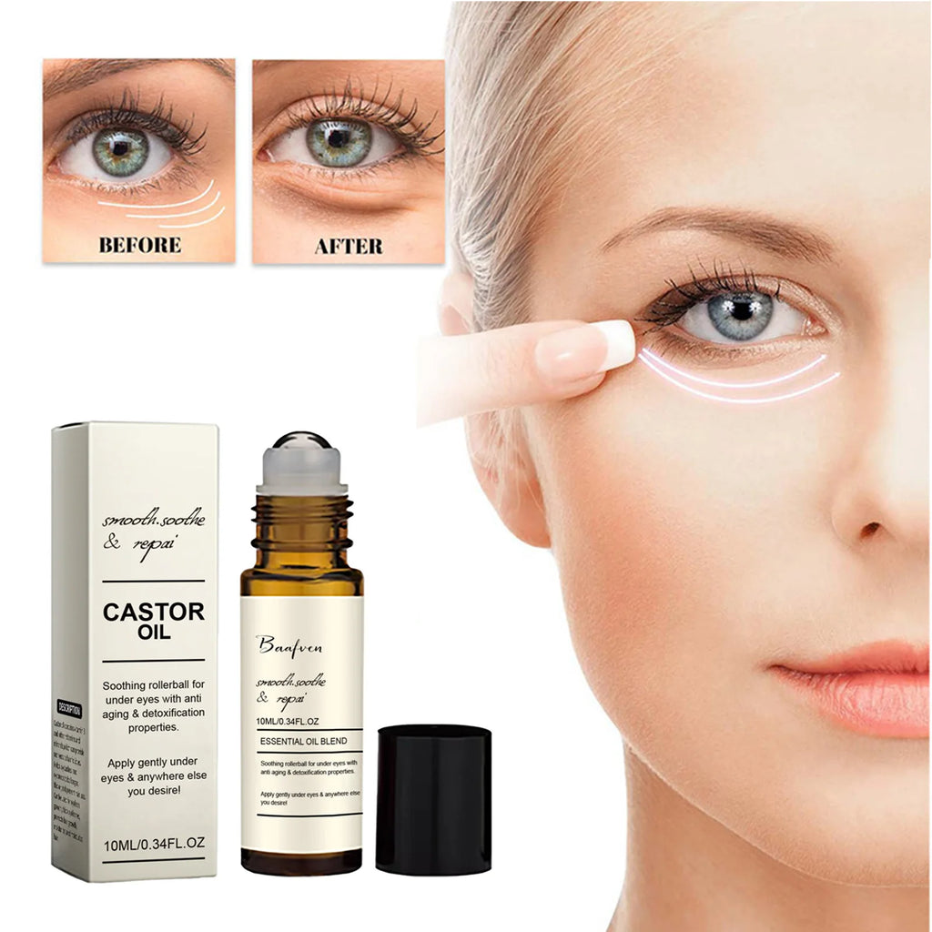 Castor Oil Eye Serum with Roller Ball Applicator for Dark Circles & Puffiness, 1pc