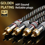 YYTCG HIFI Stereo RCA Audio Cable 6N OFC Male to Male 2RCA to 2RCA Audio Cable with Gold Plated Connector Plug For CD Amplifier