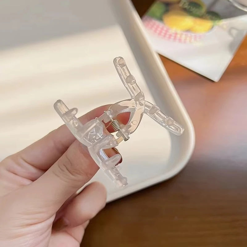 4PCS Hair Clip Small Hairpins for Woman 4.5CM Mini Transparent Jelly Grab Clip Hair Crab Ponytail Braid Claw Hair Accessories
