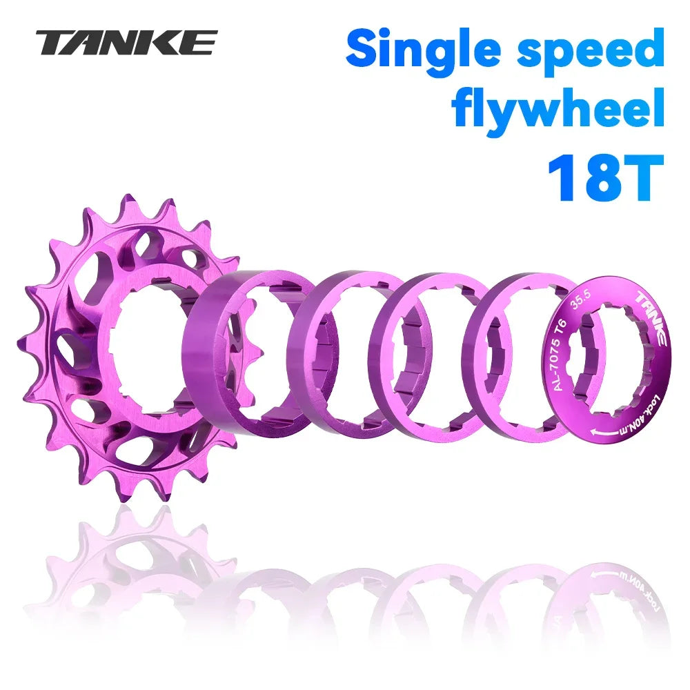 TANKE Single Speed Flywheel Conversion Kit HG Cassette Cog 7075 Aluminum 15T-18T