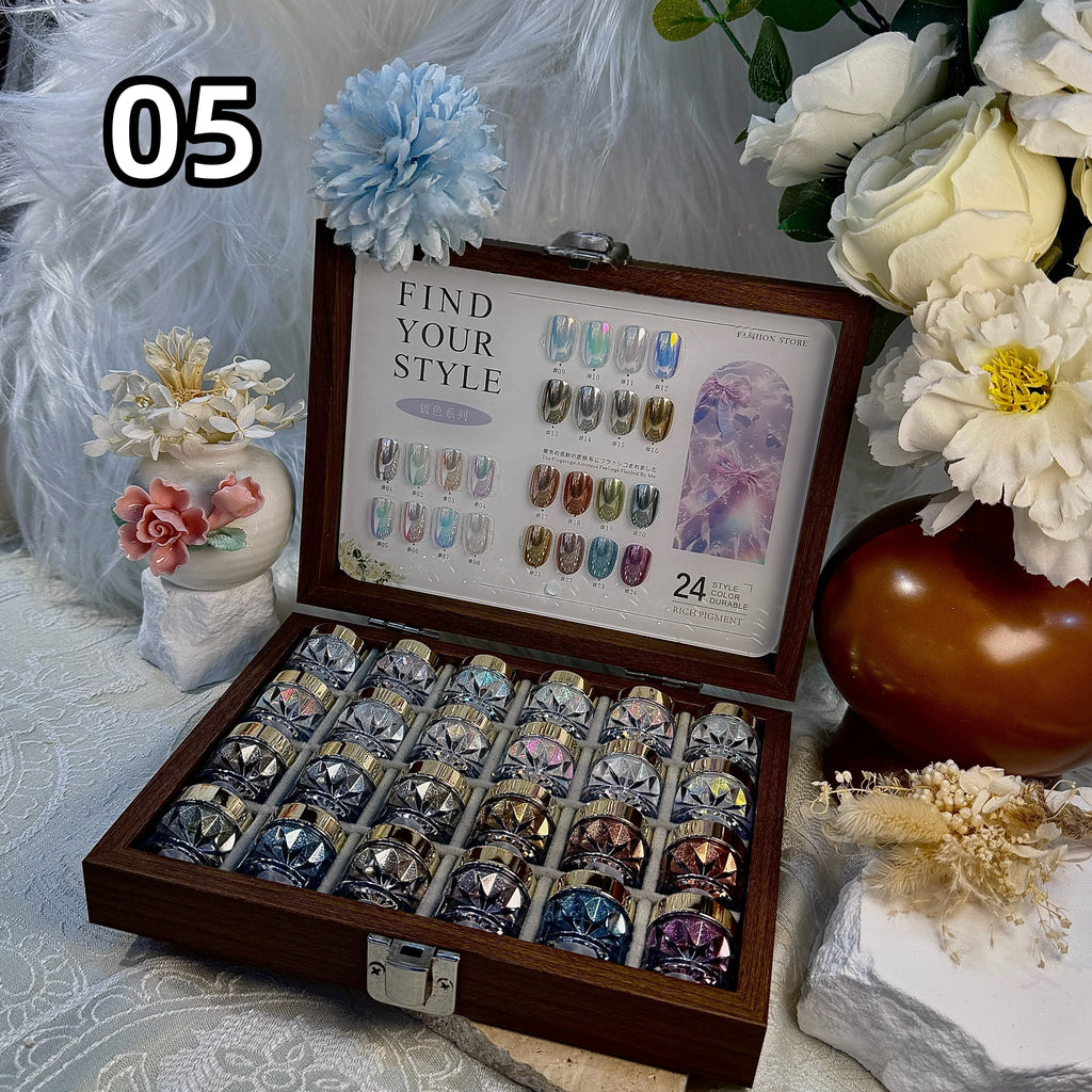 High-End Nail Art Set, 24 Colors Moonlight Mirror Powder Kit, Ultra-Fine Glitter, Japanese Style, Perfect for All Occasions