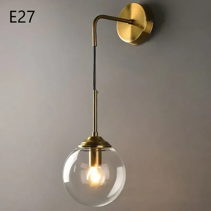 Modern Glass Ball Wall Lamps Nordic Creative Golden Chrome Lighting Fixtures E14/E27 Living Room Kitchen Decoration Wall Lights