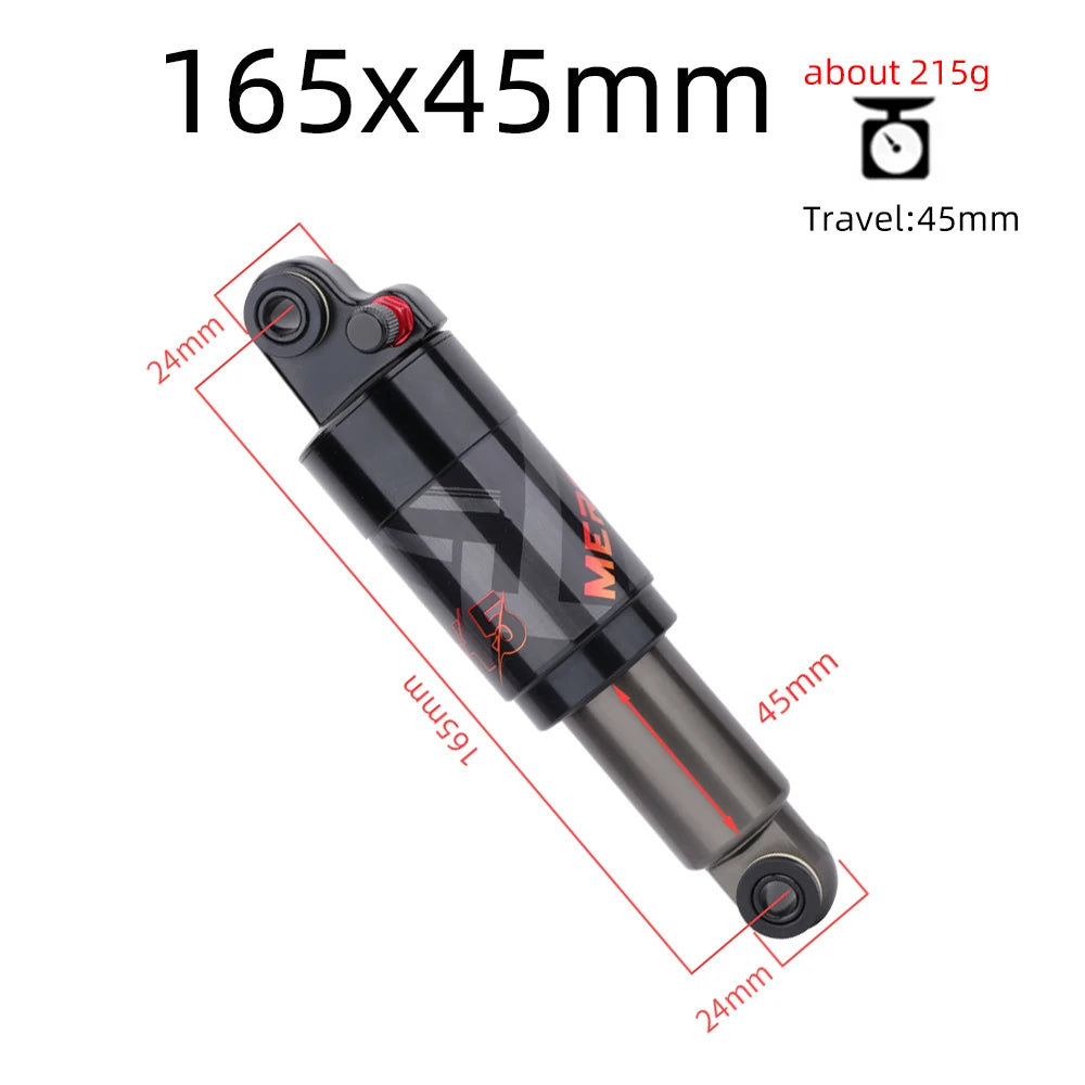 MEROCA Mountain Bike Air Shock Absorber 125mm/150mm/165mm/190mm/200mm Scooter Alloy MTB Folding Bicycle Rear Shock Cycling Parts