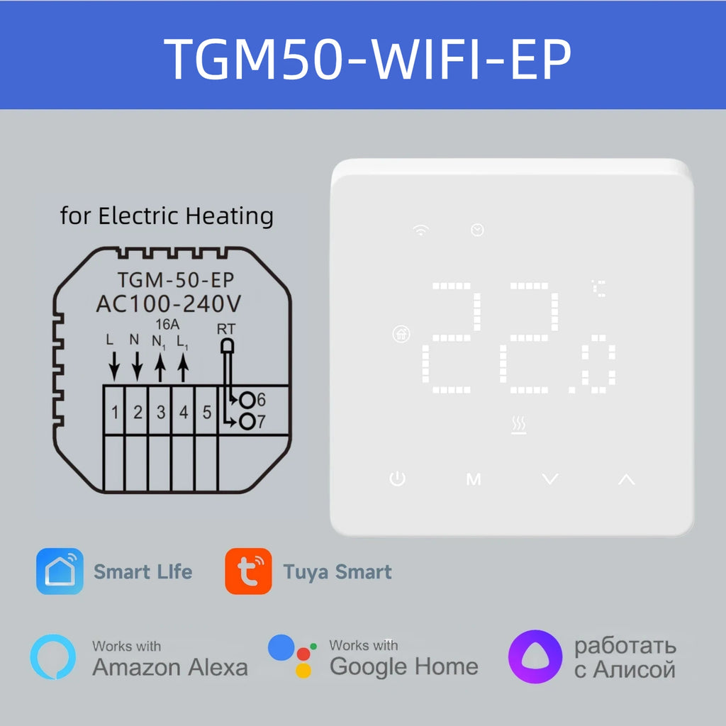 Beok Tuya Wifi Room Thermostat Underfloor Heating System Thermoregulator for Gas Boiler Electric Heating with Alexa Google Home