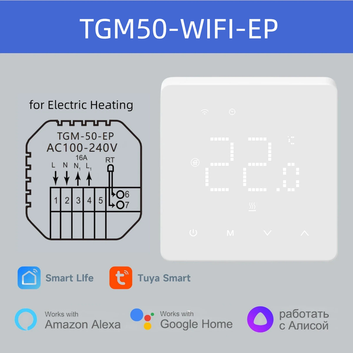 Beok Tuya Wifi Room Thermostat Underfloor Heating System Thermoregulator for Gas Boiler Electric Heating with Alexa Google Home