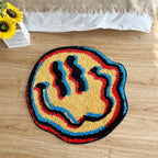 Smiling Face Tufted Area Rug with Non-Slip TPR Backing, 60x60cm or 90x90cm