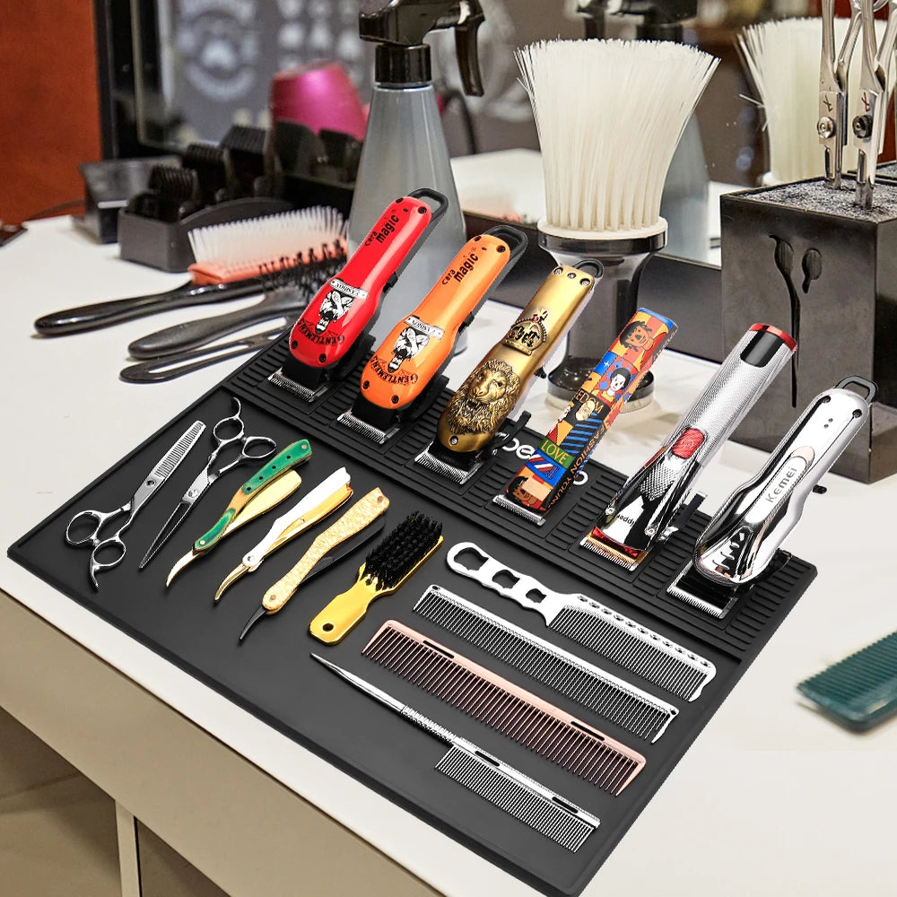 Barber Mats Barber Tools Storage Mat Barbershop NonSlip Magnetic Silicone Cushion Tray Storage Heat Insulation Working Pad ﻿