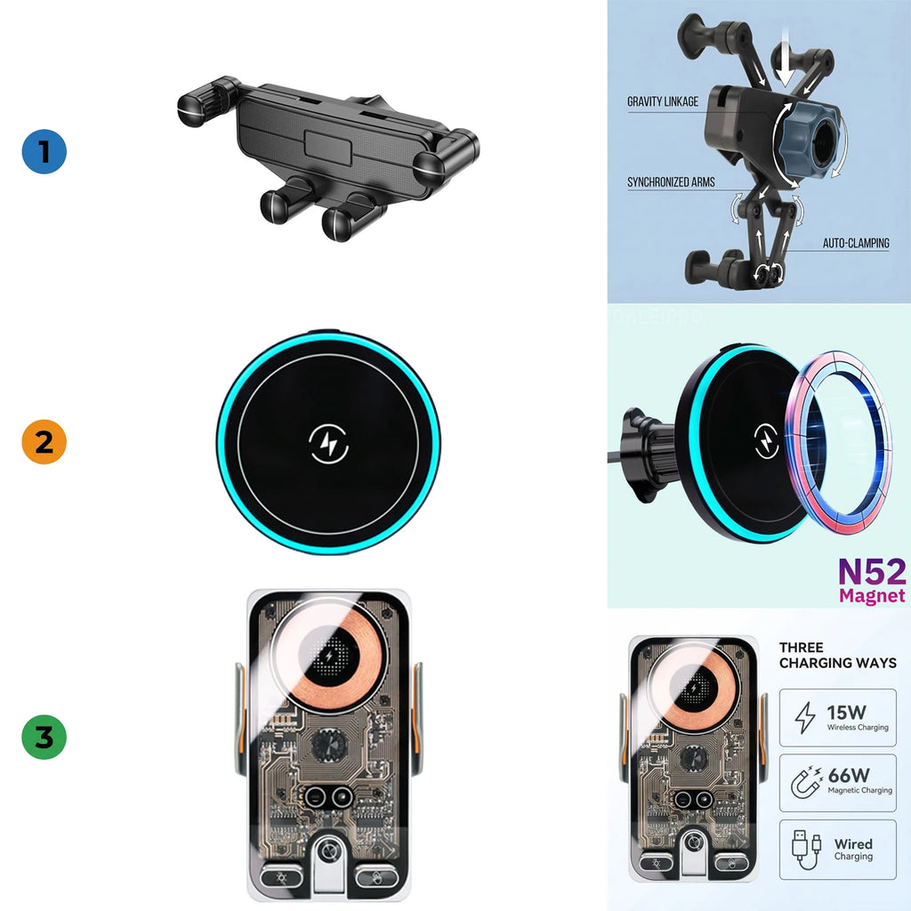 Car Phone Holder Mount with Wireless Charger Qi/MagSafe Options for Equation Leopard 5 (2024-2026)