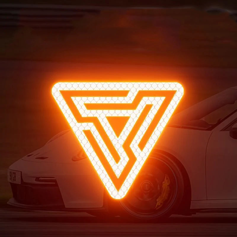 Geometric Inverted Triangle Reflective Strips Glow in Dark Car Stickers Scratch Blocking Safety Warning Waterproof Vinyl Decals
