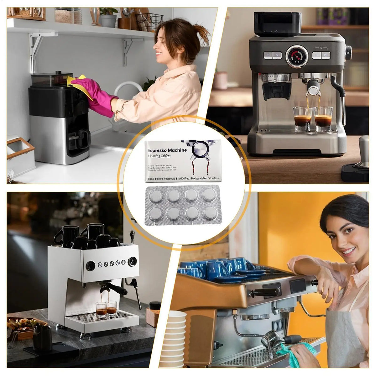 16 Pack Coffee Machine Cleaning Tablet Coffee Machine Cleaner Descaler Tablets for Breville Espressos Device Descaler Tabs
