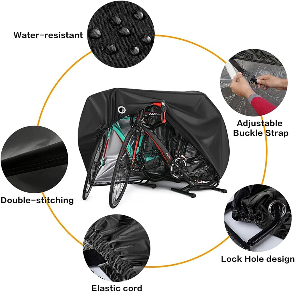 Waterproof Cycle Bike Rain Cover, Bicycle Cover Rain Sun UV Dust Windproof With Lock Hole for Mountain, Road & Dirt Bike