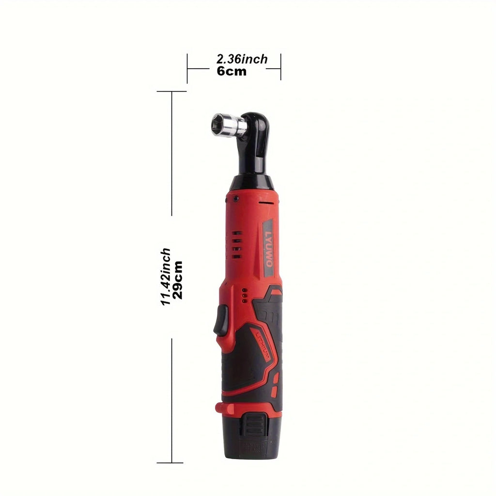LYUWO 12V Cordless Right Angle Electric Wrench 45NM 3/8 Inch Ratchet Wrench Disassembly Nut Car Maintenance Tool With 4 Sockets
