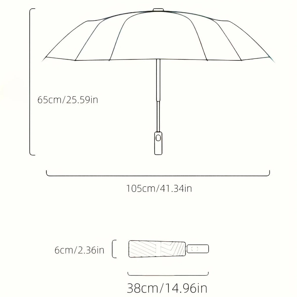 10-rib automatic folding umbrella, extra large windproof reinforced canopy, 1pc
