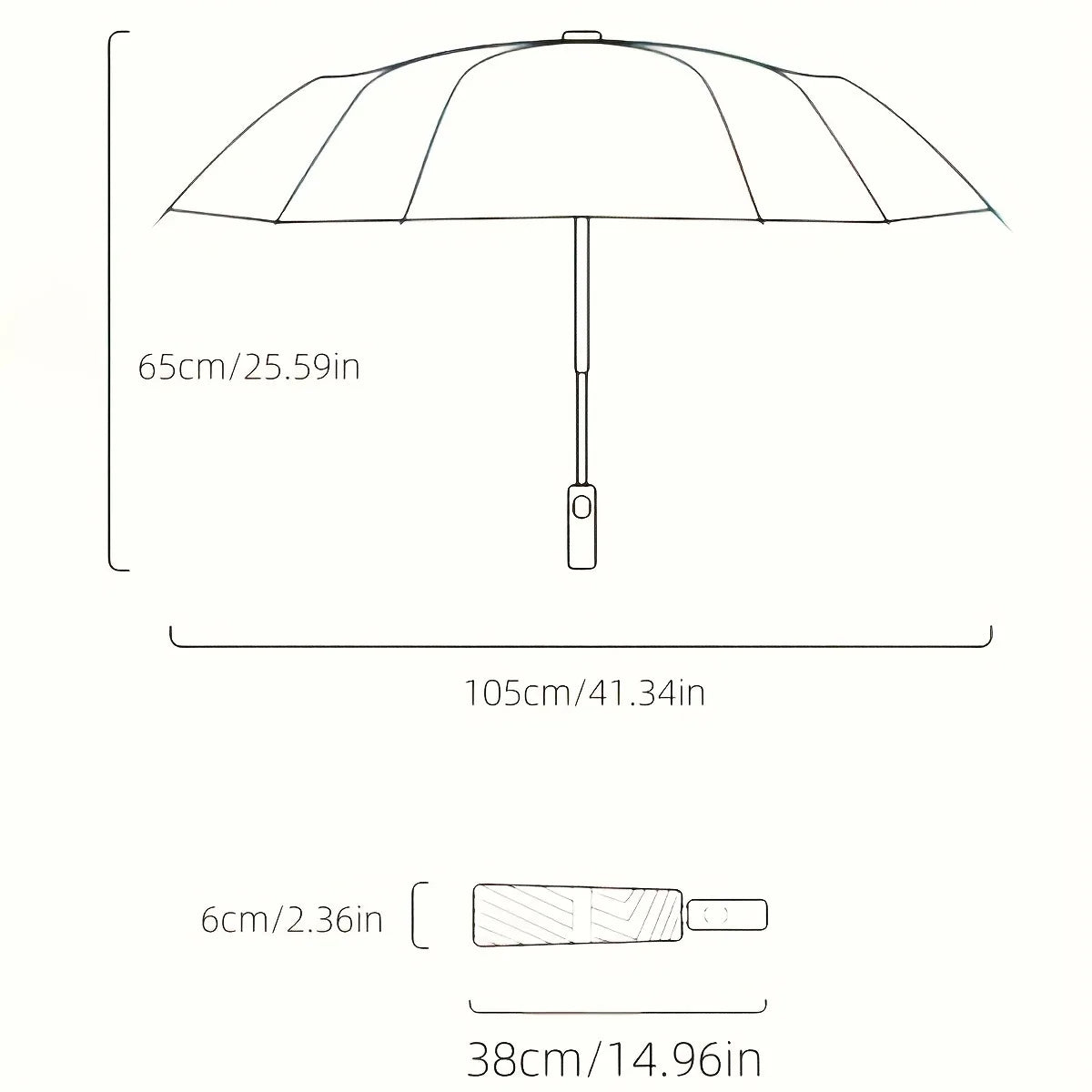10-rib automatic folding umbrella, extra large windproof reinforced canopy, 1pc