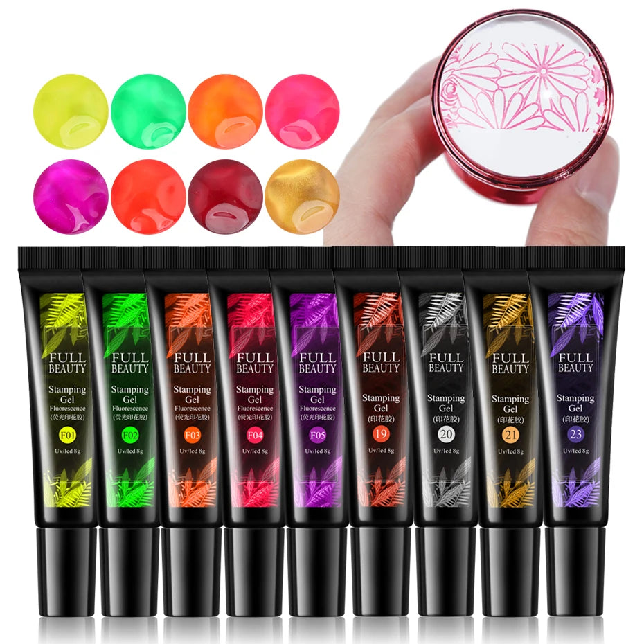 5/6pcs Fluorescent Stamping Plates Gel Nail Polish Manicure Set Hybrid Lacquer Gel For Nails Art Template Printing Accessories