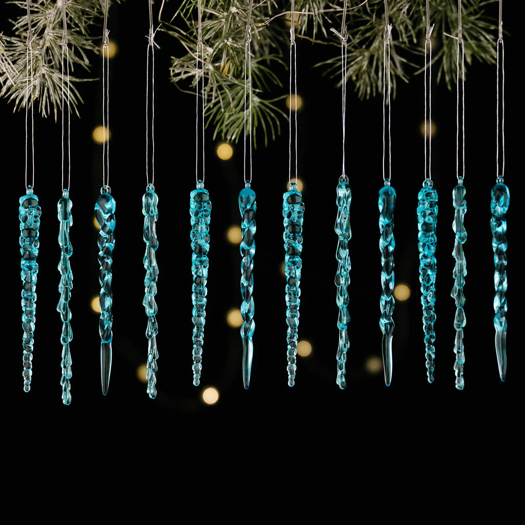 Transparent Acrylic Icicle Christmas Ornaments Xmas Tree Hanging Pendant Crystal Twisted Icicle Snowflake Home Party Decoration